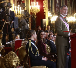 Su Majestad el Rey durante su intervención en la celebración de la Pascua Militar
