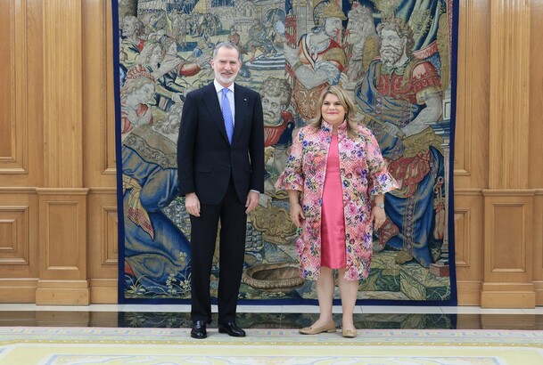 Don Felipe junto a Jenniffer González Colón, gobernadora del Estado Libre Asociado de Puerto Rico