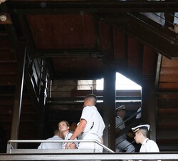 Doña Leonor durante la visita al Panamá Viejo