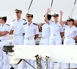 Su Alteza Real la Princesa de Asturias a bordo del buque escuela Juan Sebastián Elcano a su llegada a Gijón