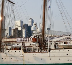 El Buque Escuela Juan Sebastián Elcano a su llegada a Nueva York