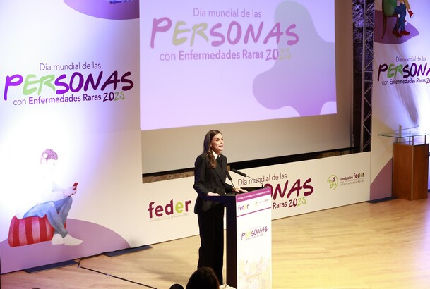 Su Majestad la Reina durante sus palabras en el acto central del "Día Mundial de las Enfermedades Raras"