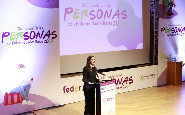 Su Majestad la Reina durante sus palabras en el acto central del "Día Mundial de las Enfermedades Raras"