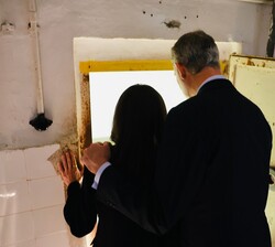 Click para ampliar Don Felipe y Doña Letizia en la zona de ejecuciones del campo de concentración de Mauthausen