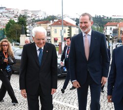 Don Felipe junto a los Presidentes de las Repúblicas Portuguesa y Italiana