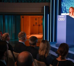 La consejera delegada del Grupo PRISA, Pilar Gil, durante su intervención en la clausura de las jornadas CREO 2025