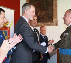 Su Majestad el Rey entrega el premio al Teniente Coronel Fernando Cid