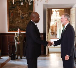 Su Majestad el Rey recibe el saludo del presidente de la República de Mozambique, Daniel Francisco Chapo