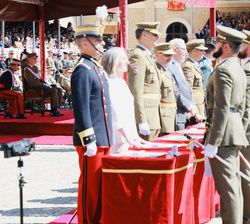 Su Majestad el Rey durante la entrega de los Reales Despachos al resto de los componentes de las promociones 