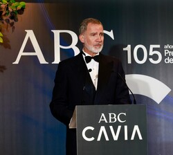 Su Majestad el Rey durante las palabras que dirigió a los premiados y asistentes a la ceremonia