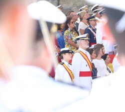 Sus Majestades los Reyes y Sus Altezas Reales la Princesa de Asturias y la Infanta Doña Sofía durante el homenaje a los que dieron su vida por España