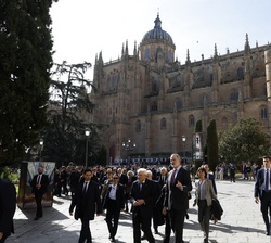 Don Felipe y el presidente Mattarella en la Catedral de Salamanca