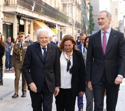 Don Felipe y el presidente Mattarella durante el recorrido por Salamanca