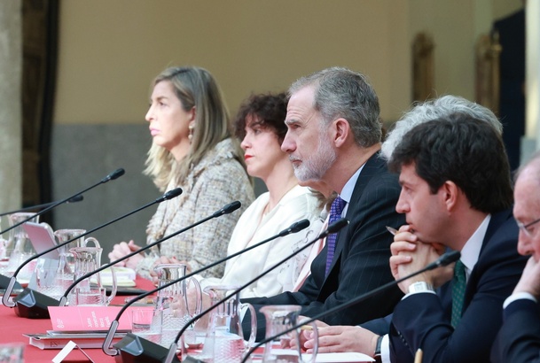 Don Felipe durante la reunión con el Patronato de Honor de la Fundación Foro de Marcas Renombradas Españolas