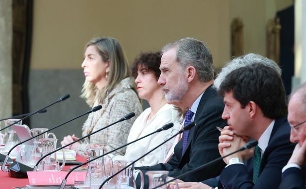 Don Felipe durante la reunión con el Patronato de Honor de la Fundación Foro de Marcas Renombradas Españolas
