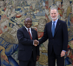 Momento del encuentro entre Don Felipe y el Presidente Ramaphosa