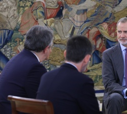 Un momento de la audiencia de Su Majestad el Rey al Comité de Dirección de Nokia España con motivo de su centenario en España