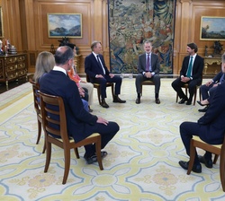 Su Majestad el Rey durante la audiencia al Comité de Dirección de Heineken España con motivo del 120.º aniversario de la compañía en nuestro país