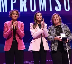 Su Majestad la Reina hace entrega de la Medalla de Oro de Cruz Roja Española a Plena Inclusión, recoge el galardón su presidenta, Carmen Laucirica