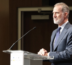 Su Majestad el Rey durante su intervención en el encuntro empresarial España-Canadá