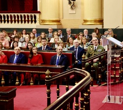 Doña Letizia durante la intervención de Paloma Cervilla