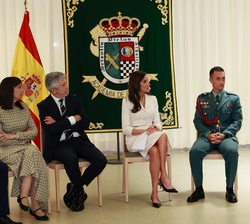 Su Majestad la Reina en un momento de la reunión celebrada en el Salón Duque de Ahumada