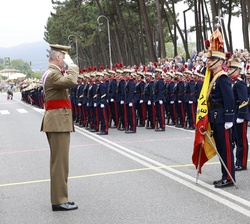 Su Majestad el Rey durante su saludo a la Bandera