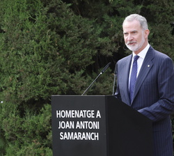 Su Majestad el Rey durante su intervención en el homenaje a Juan Antonio Samaranch