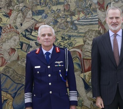 El Rey recibe al general Seán Clancy con motivo de su primera visita oficial a España como presidente del Comité Militar de la Unión Europea