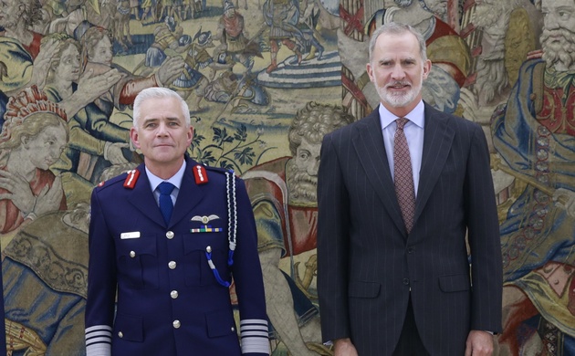 El Rey recibe al general Seán Clancy con motivo de su primera visita oficial a España como presidente del Comité Militar de la Unión Europea