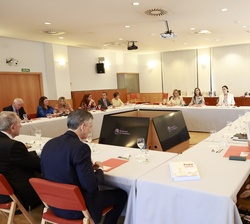 Doña Letizia durante el desarrollo de la sesión del máximo órgano de gobierno de la institución