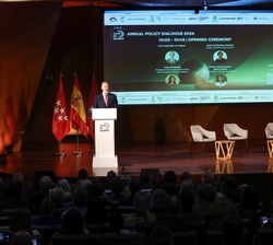 El Rey en el atril durante sus palabras