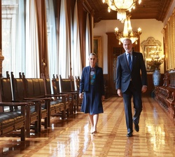 Su Majestad el Rey y la presidenta Claudia Sheinbaum momentos antes del encuentro en el Palacio Nacional