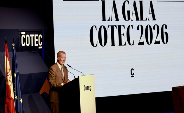 Su Majestad el Rey durante su intervención en el acto anual de Cotec 2026