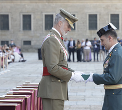 Su Majestad el Rey entrega un reconocimiento al Profesor Distinguido del curso 2025/2026, el comandante José Caballero Porras