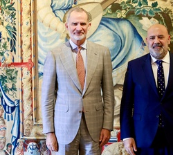 Don Felipe junto al alcalde de Palma, Jaime Martínez Llabrés durante la audiencia en el Palacio Real de la Almudaina