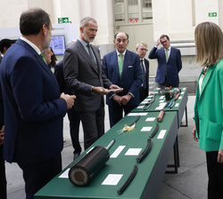 Su Majestad el Rey se interesa por uno de los cables expuestos