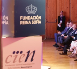 Su Majestad la Reina Doña Sofía en un momento durante el acto de inauguración del Congreso Internacional sobre Enfermedades Neurodegenerativas