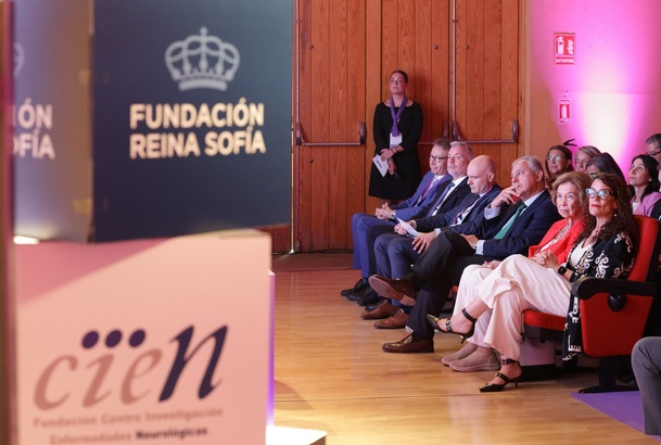 Su Majestad la Reina Doña Sofía en un momento durante el acto de inauguración del Congreso Internacional sobre Enfermedades Neurodegenerativas