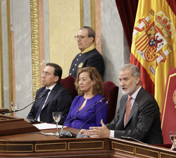 Su Majestad el rey durante la palabras que dirigió a los participantes en el XII Foro Parlamentario Iberoamericano.