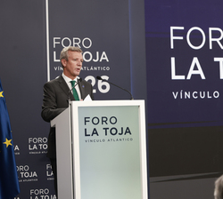El presidente de la Xunta de Galicia, Alfonso Rueda durante su intervención