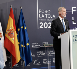 Don Felipe, durante su intervención en la inauguración del Foro La Toja‑Vínculo Atlántico