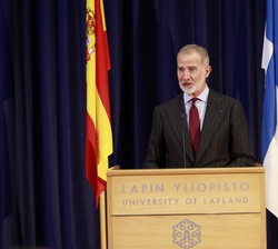 Don Felipe en un momento durante el discurso que ha dirigido a los asistentes al acto