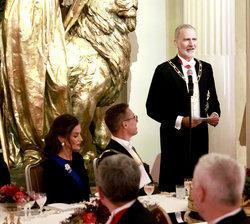 Su Majestad el Rey durante su intervención en la cena de gala