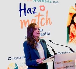 Su Majestad la Reina durante su intervención en el acto institucional del Día Mundial de la Salud Mental