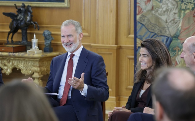 Don Felipe durante el desarrollo de la audiencia a los representantes de la Plataforma EsTech