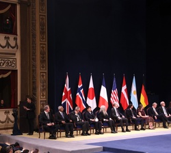 Vista de los galardonados durante la intervención de Su Alteza Real la Princesa de Asturias