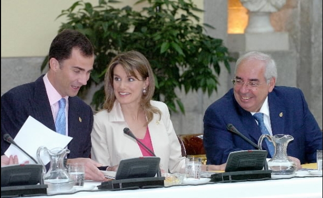 Don Felipe y Doña Letizia durante la reunión