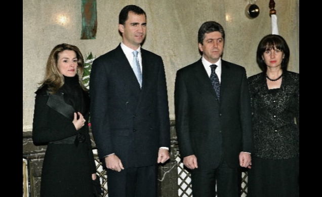 Los Príncipes de Asturias junto al Presidente de la República de Bulgaria, Gueorgui Parvanov, y su esposa, Zorka Parvanova