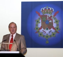 Don Juan Carlos en un momento de su intervención durante el almuerzo que ofreció junto a la Reina Sofía a las autoridades insulares